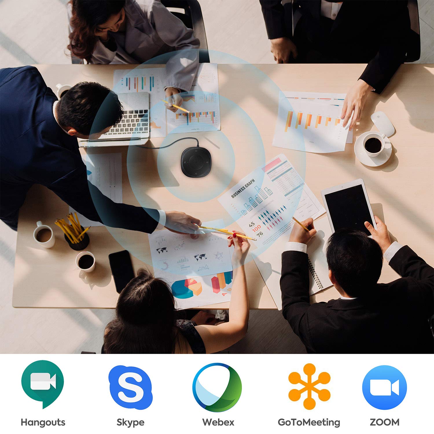 Usb Speakerphone Microphone, Conference Speaker Omnidirectional Computer Mic, With 360 Voice Pickup, Touch Sensor Buttons For Mu